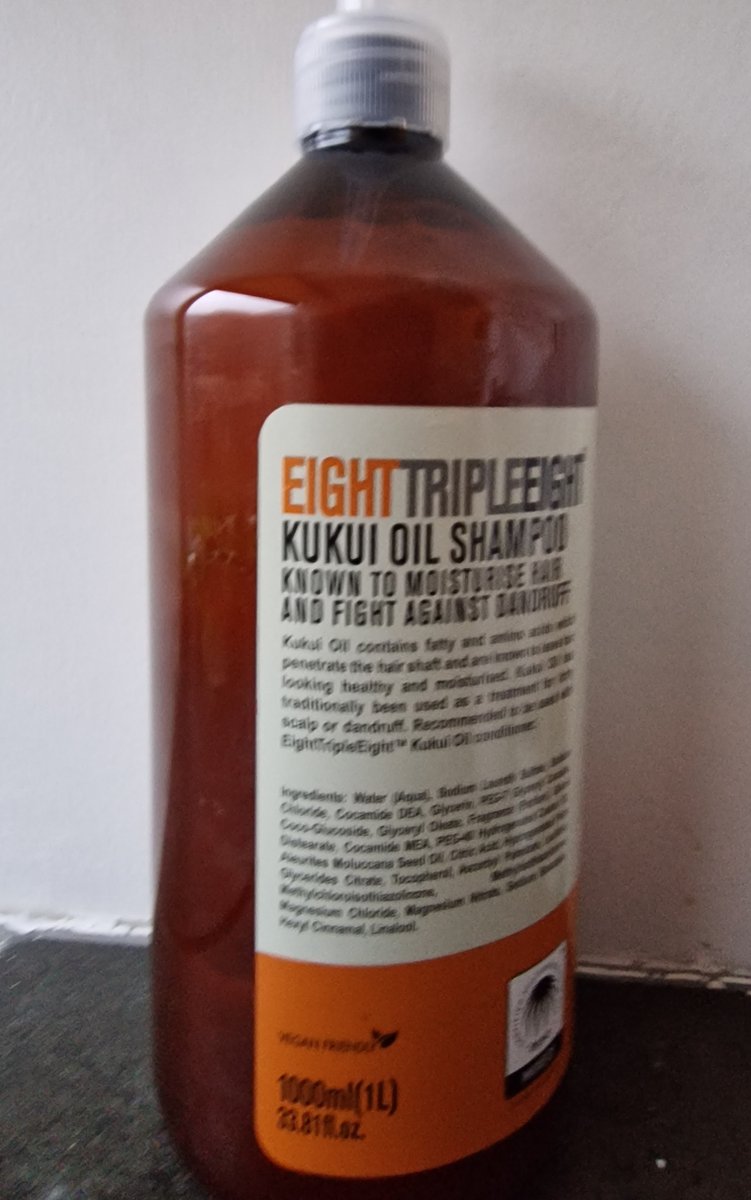 EightTriple Eight KUKUI OIL SHAMPOO 1000ml, Moisturise Hair |And Fight Against Dandruff.