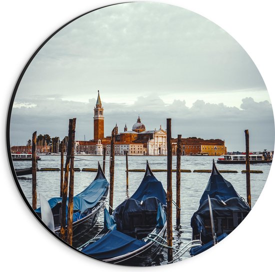 Dibond Muurcirkel - Uitzicht op een Dorp in Venetië - 20x20 cm Foto op Aluminium Muurcirkel (met ophangsysteem)