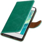 Zakelijke Book Case Telefoonhoesje Geschikt voor de Sony Xperia XA - Portemonnee Hoesje - Pasjeshouder Wallet Case - Groen