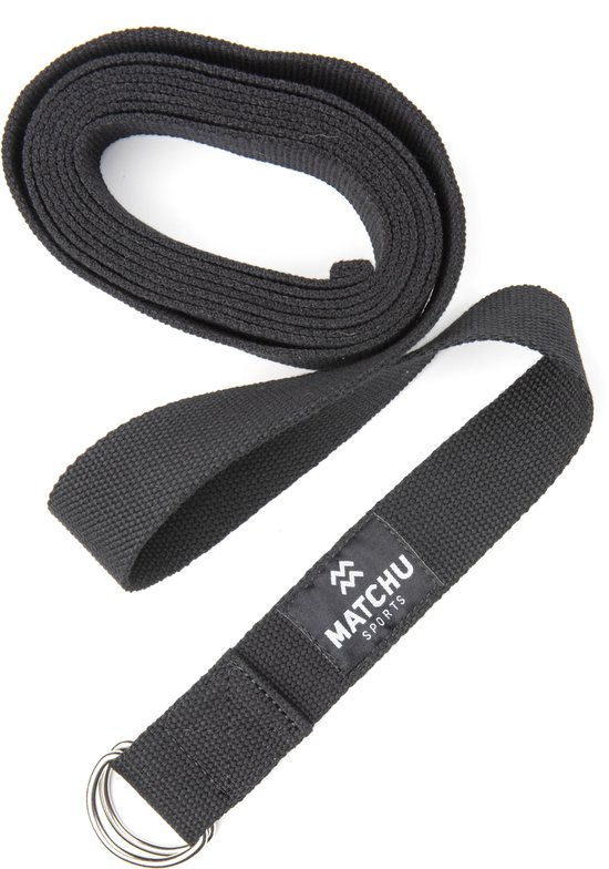 Matchu Sports - Yoga strap - Yoga riem - 183cm - Zwart van Matchu Sports — afbeelding 2