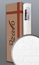 Structuur behang EDEM 83101BR70 overschilderbaar vliesbehang gestructureerd in steen look mat wit 1 doos 4 rollen 106 m2