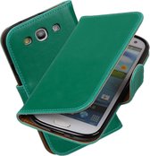MP Case Groen Vitage lederlook PullUp Map voor de Samsung Galaxy S3 Neo wallet cover - book case - hoesje