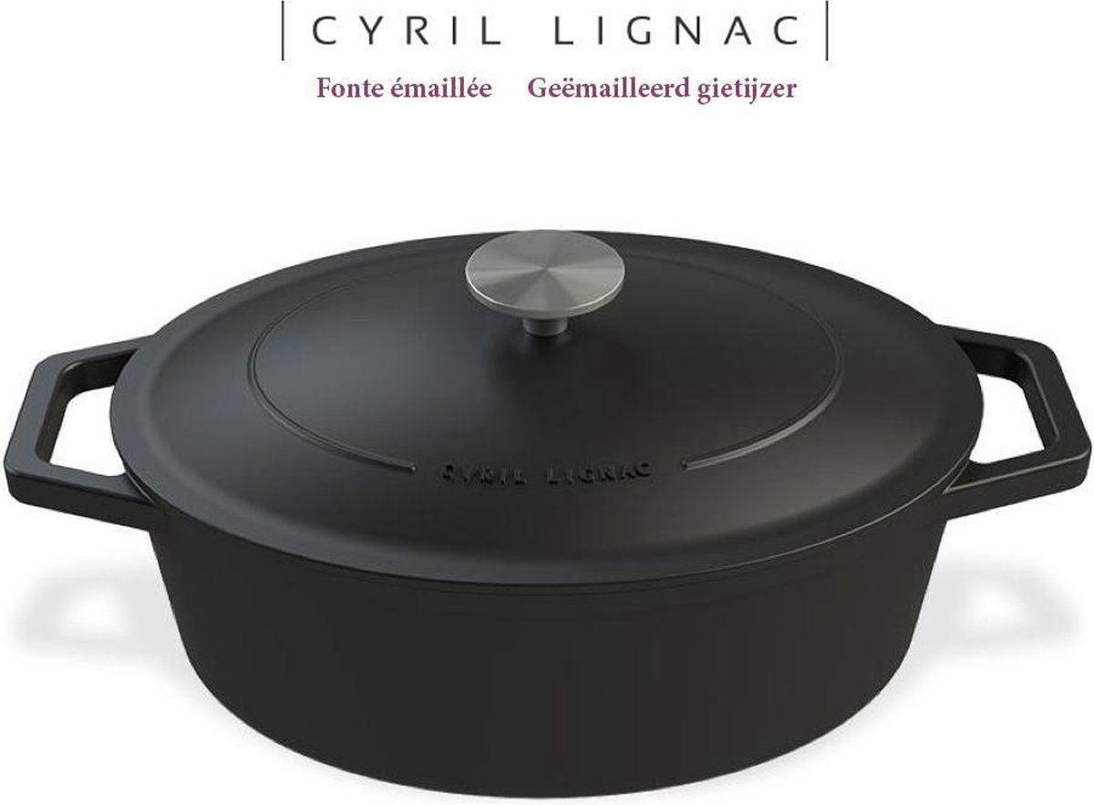 Cyril Lignac Ovale braad-/stoofpan 30cm gietijzer zwart | bol.com