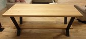 massief eiken tafel met legplank