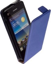 LELYCASE Lederen Flip Case Cover Hoesje Huawei Ascend Y300 Blauw