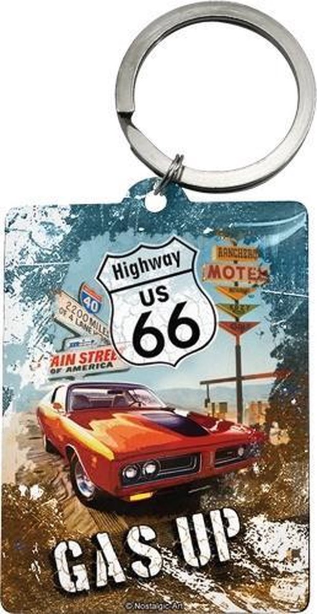 Route 66 Gas up sleutelhanger, Amerika USA, Metaal