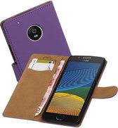 Bookstyle Wallet Case Hoesjes voor Moto G5 Paars
