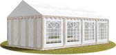 Partytent feesttent 4x8 m tuinpaviljoen -tent PVC 700 N in beige-wit waterdicht