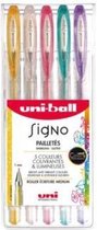 Gelschrijver Uni-ball Signo glitter etui à kleuren