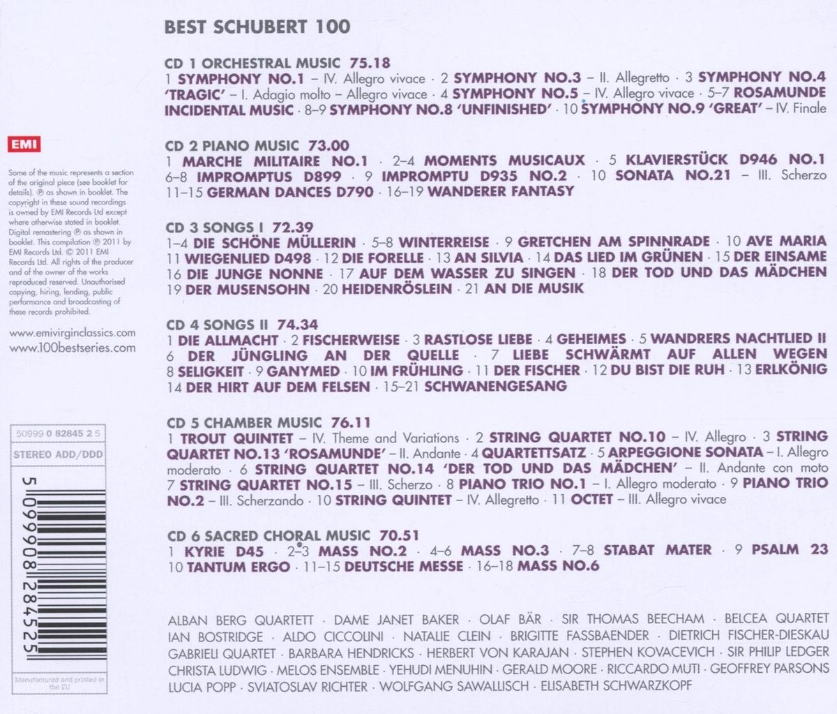 100 Best Schubert, Franz Schubert CD (album) Muziek