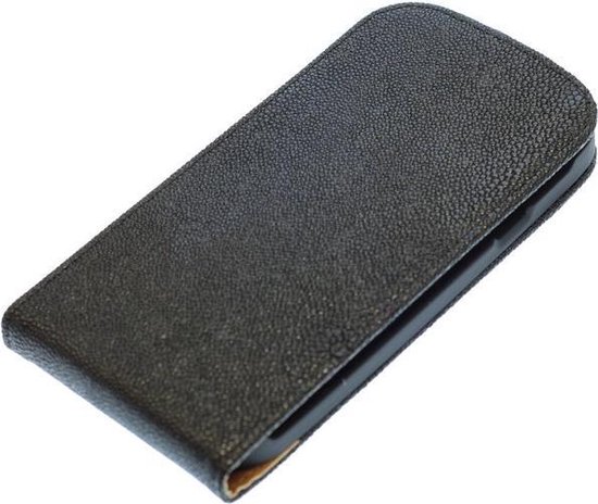 Zwart Ribbel flip case cover cover voor HTC Desire 300