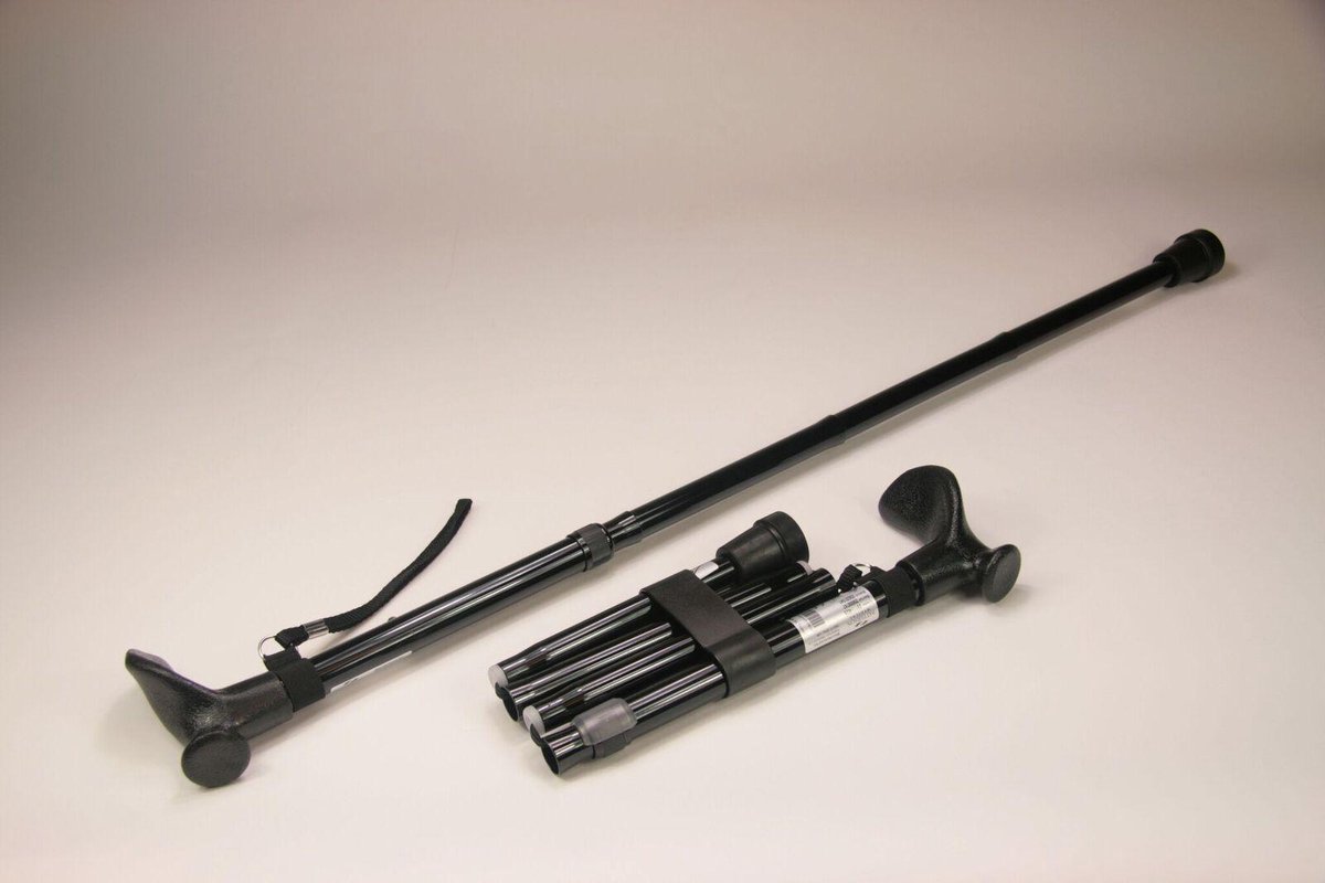 Wandelstok zwart (Links 82,5 - 92,5 cm)
