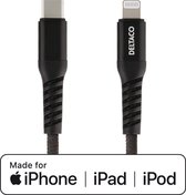 DELTACO IPLH-313M USB-C naar Lightning kabel MFi - Geschikt voor Apple - 1 meter - Zwart