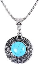 Fako Bijoux® - Ketting - Tibetaanse Stijl - Zilverkleurig - Rond Krul - Sinterklaas & Kerst