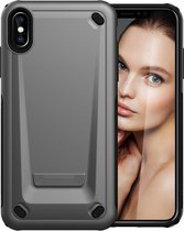 Luxe Armor Back cover voor Apple iPhone X - iPhone XS - Grijs - Armor - Shockproof