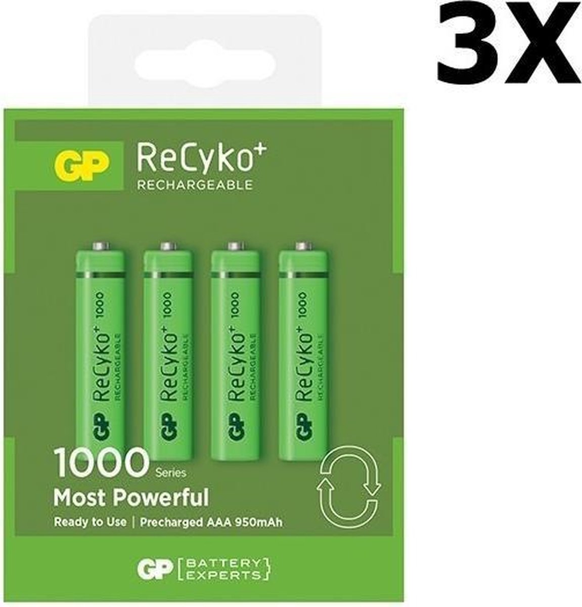 GP AAA 1000mAh Oplaadbare Batterij - 3 Blisters (12 batterijen) | bol.com