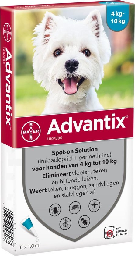 Advantix – 100/500 vlooien/teken – 6 pipetten