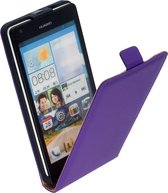 LELYCASE Lederen Flip Case Cover Hoesje Huawei Ascend G700 Lila