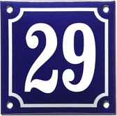 Emaille huisnummer blauw/wit nr. 29