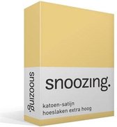 Snoozing - Katoen- Satin - Hoeslaken - Extra High - Double - 150x200 cm - Jaune