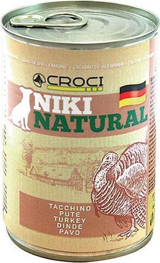 Niki Natural - kalkoen - 6 x 400g - blikvoer - hond - graanvrij & glutenvrij | bol.com