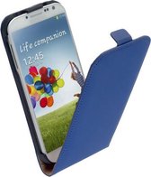 LELYCASE Flip Case Lederen Hoesje Samsung Galaxy S4 Blauw