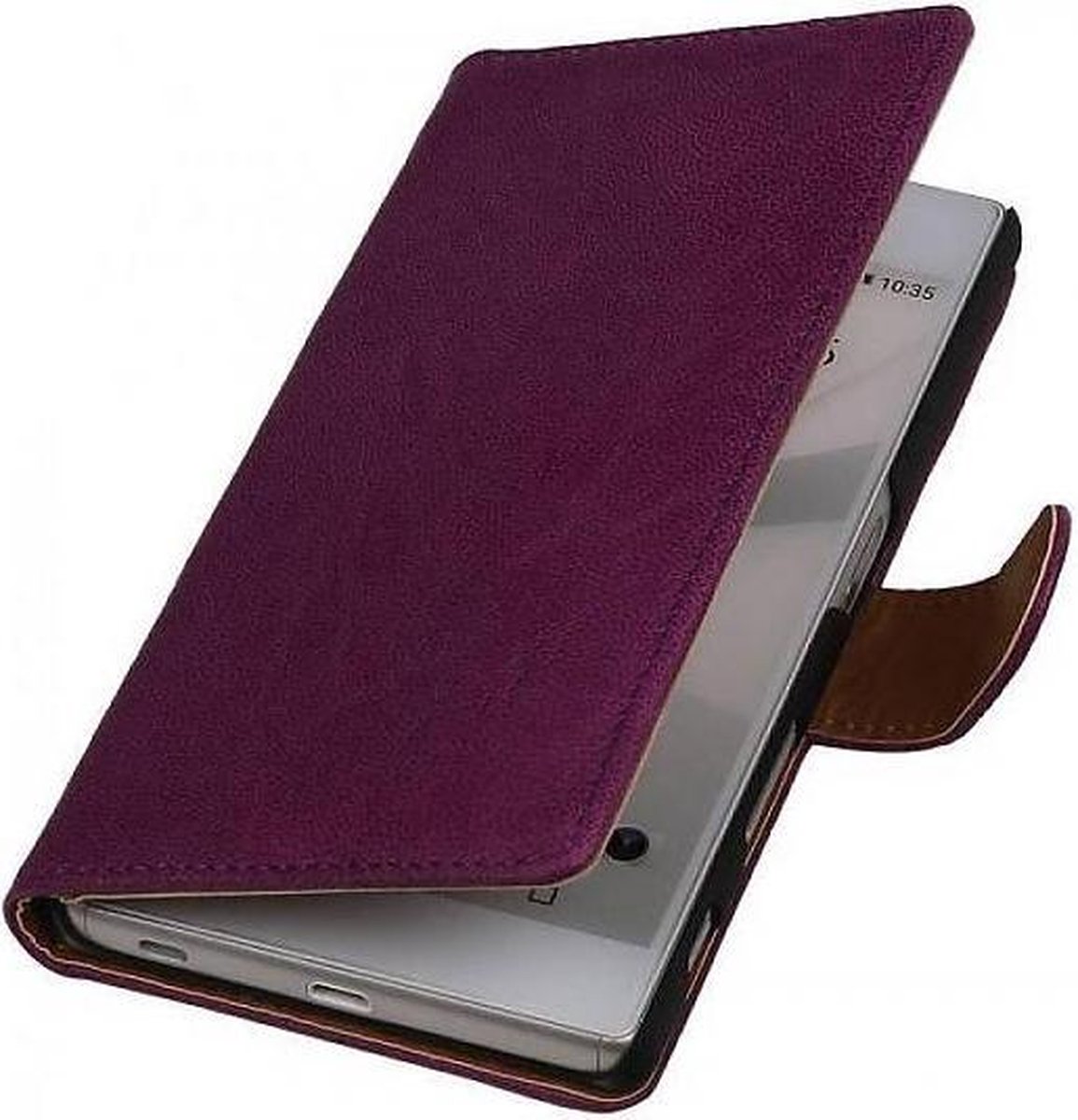 Washed Leer Bookstyle Wallet Case Hoesje - Geschikt voor HTC One E8 Paars