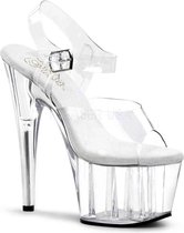 Pleaser - ADORE-708 Sandaal met enkelband, Paaldans schoenen - Paaldans schoenen - 41 Shoes - Transparant