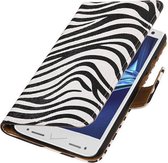 Zebra Bookstyle Wallet Case Hoesjes voor Moto Droid Turbo 2 Wit