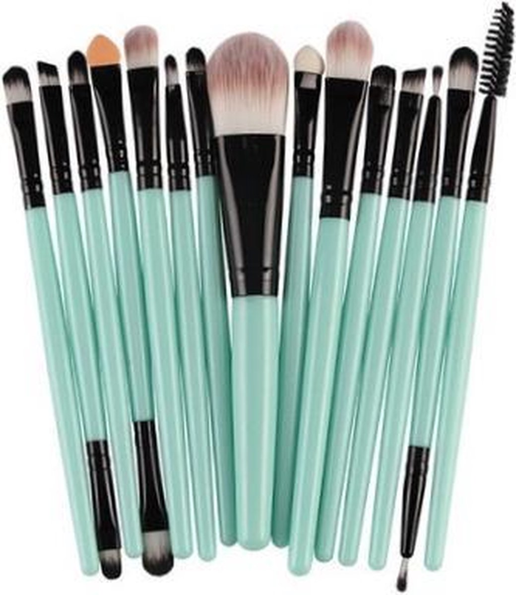 15-delige Make-up Kwasten/Brush Set | Groen | Fashion Favorite