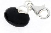 Zilveren Tasje zwart armband bedel