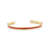 CO88 Collection Majestic 8CB 90199 Stalen Open Bangle met Emaille - One-size (62x50x2 mm) - Goudkleurig / Rood