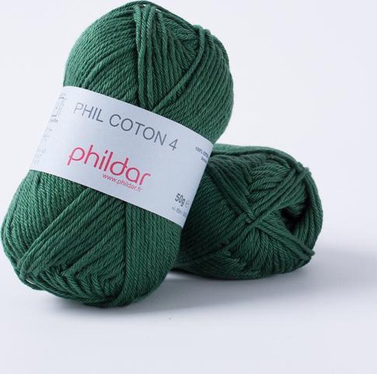 | Phildar Phil Coton 4 cedre 10 x 50 gram Gratis patroon | Phil Coton 4 van Phildar | herentrui