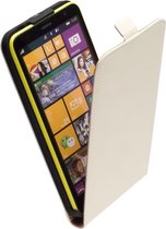LELYCASE Lederen Flip Case Cover Hoesje Nokia Lumia 1320 Creme Wit