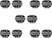 10 sets (30 stuks) Dragon dart Britse vlag zwart grijs – dartflight – flights