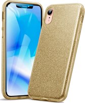 Hoesje geschikt voor Apple iPhone Xr Hoesje Glitters Siliconen TPU Case Goud - BlingBling Cover van iCall