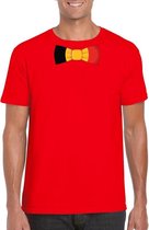 Rood t-shirt met Belgie strikje heren - Belgie supporter M