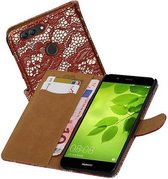 Lace Bookstyle Wallet Case Hoesjes voor Huawei Nova 2 Plus Rood