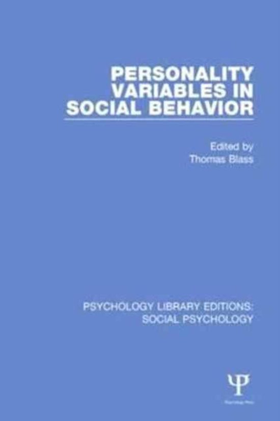Psychology Library Editions: Social Psychology- Personality Variables ...