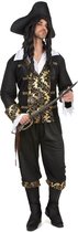 LUCIDA - Zwart-goudkleurig piraat kostuum voor mannen - M/L