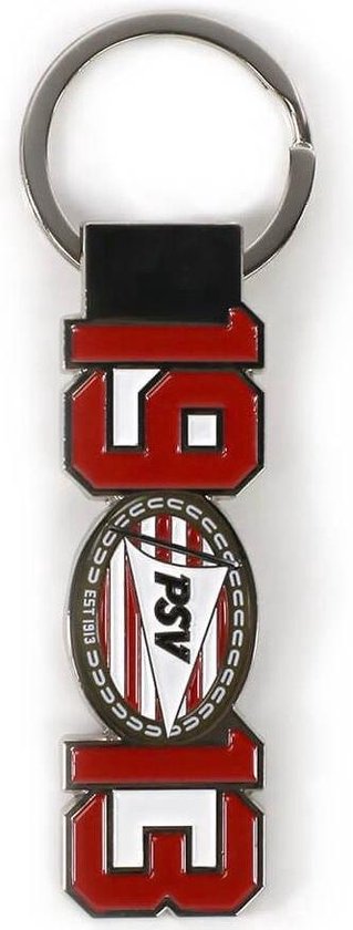 Psv Sleutelhanger Logo 1913 Metaal Zilver/rood/wit 7 X 2 Cm