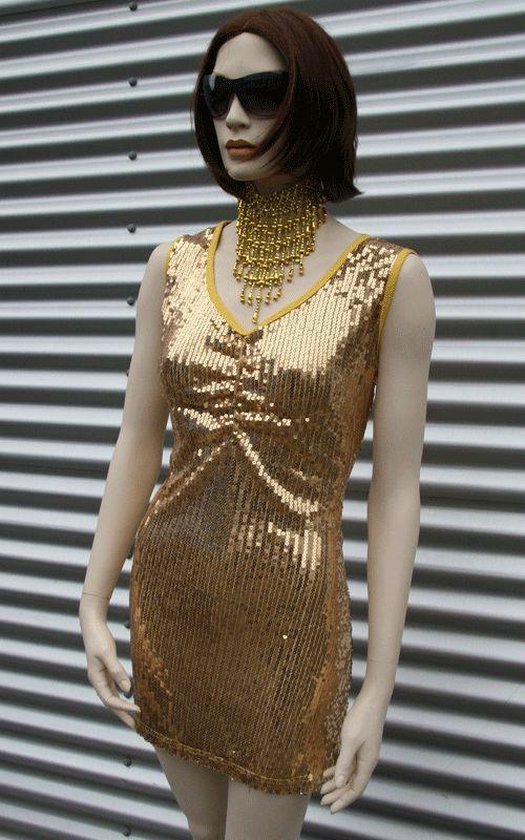 Gouden pailletten jurkje voor dames Xs | bol