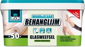 Bison Wand & Klaar Behanglijm Glasweefsel 10 kg emmer met groene en witte opdruk, klaar voor gebruik.