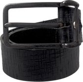 Modern Zwart Leren Mannen Riem - Handgemaakt - Zwarte Gesp 85 cm