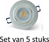 7W GU10 inbouwspot | Zilver rond | Set van 5 stuks