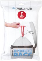 Brabantia PerfectFit sac poubelle avec fermeture code Y, 20 litre, 40 pcs/dispenser pack - White