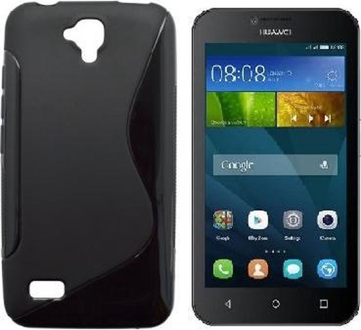 Comutter silicone case hoesje Geschikt voor: zwart Huawei Y5 Y560