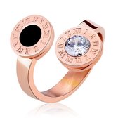 Damesring Rosegoud Staal Roman Numerals-16mm