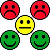 2DOBOARD Smiley Magnets Mix - 5 cm - 5 pièces: 2 vertes, 2 rouges et 1 jaune - Agenda hebdomadaire Tableau blanc - Tableau de planification Enfants Frigo - Agenda hebdomadaire enfant - Plan board enfant