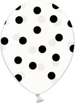 Partydeco - Ballonnen Clear dots Zwart 50 stuks